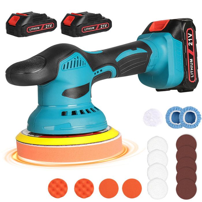 Polisseuse Voiture Sans Fil 21V – 2 Batteries 5Ah, 150mm, 6 Vitesses Réglables
