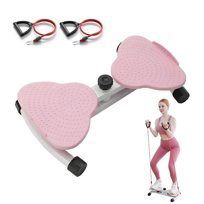 Plaque de torsion Twist Board de rotation 180° avec 2 cordes élastiques sculpte taille et abdos charge 136kg Rose