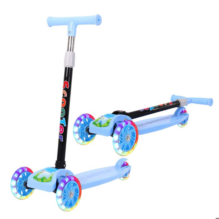 Dskeuzeew Trottinette Pliable Réglable LED - Roues 205 Mm Polyuréthane - Frein Arrière - Charge 100 Kg Enfants & Adultes