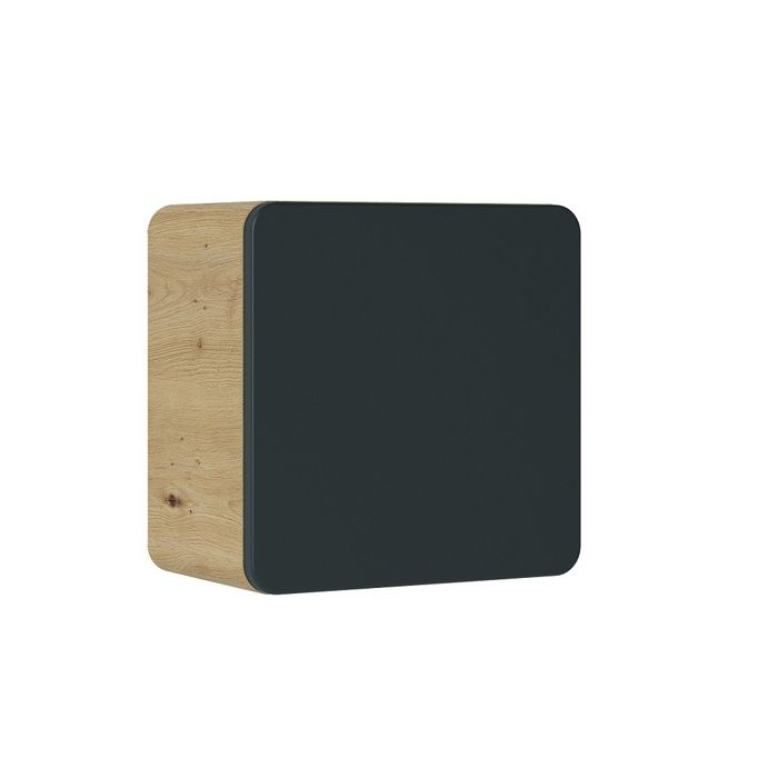 Caisson meuble haut de salle de bain - OTITEC - Chêne artisanal doré - Noir mat - L35-H35-P22 - MDF - Poignées en PVC