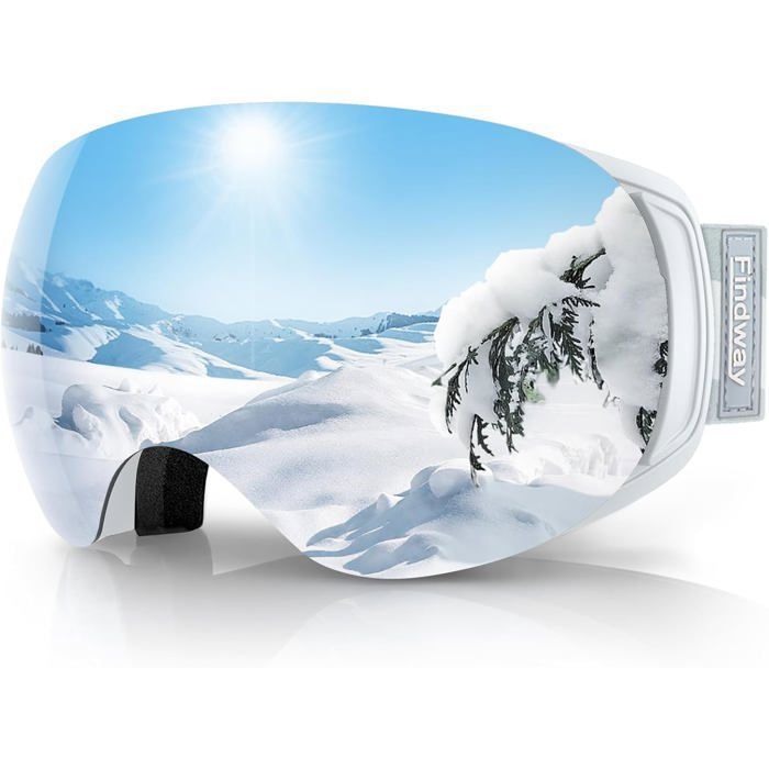 Masque de ski - FINDWAY - AMDE-230-WKSJ - Lentille magnétique sphérique - Anti-buée - UV400