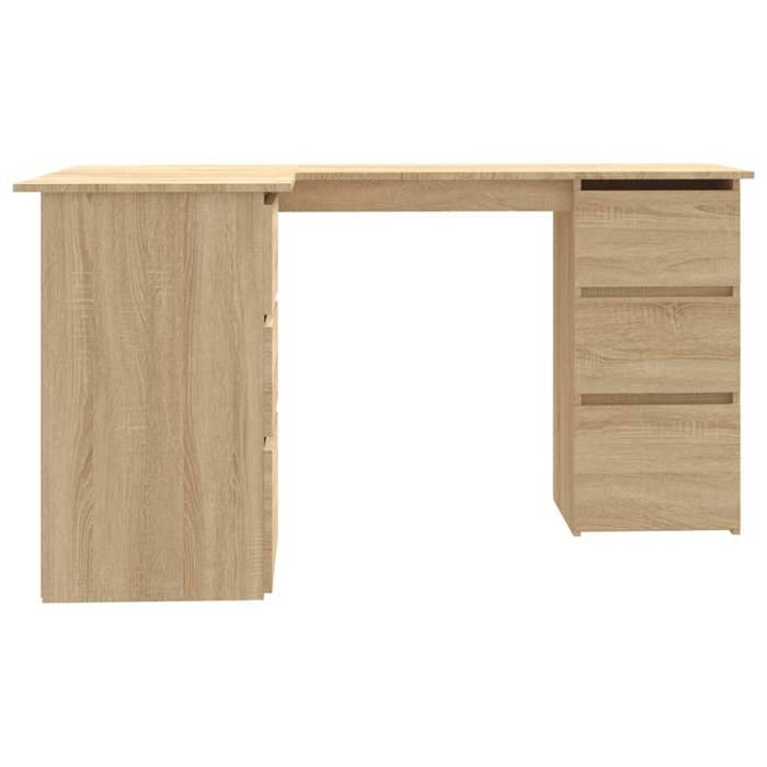 Bureau BURKE Brun Table à écrire dangle - 1 PERSONNE - Chêne sonoma 145x100x76 cm - Bois dingénierie BB383