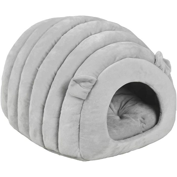 Lit igloo portable pour chat/chiot grand format avec coussin amovible lit grotte pour petit chien abri confortable lavable.