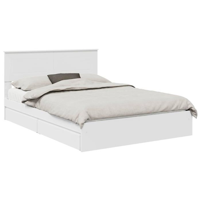 Lit de rangement moderne - vidaXL - Blanc - Bois dingénierie - 140x190 cm - 200x143x90 cm - Avec tiroirs