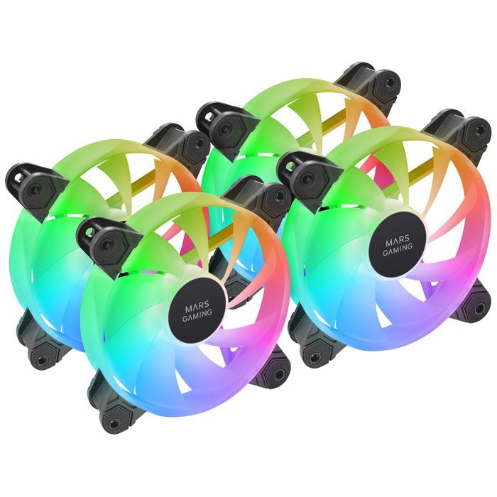 Kit 4x Ventilateurs 120 mm Mars Gaming MF ARGB Rainbow Double Connecteur 5 V 3 Broches - vue 4
