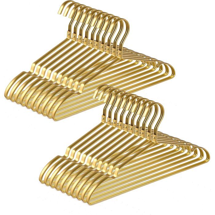 – lot de 20 cintres aluminium doré mat 41 9 cm extra-lisses durables pour manteaux robes chemises Label