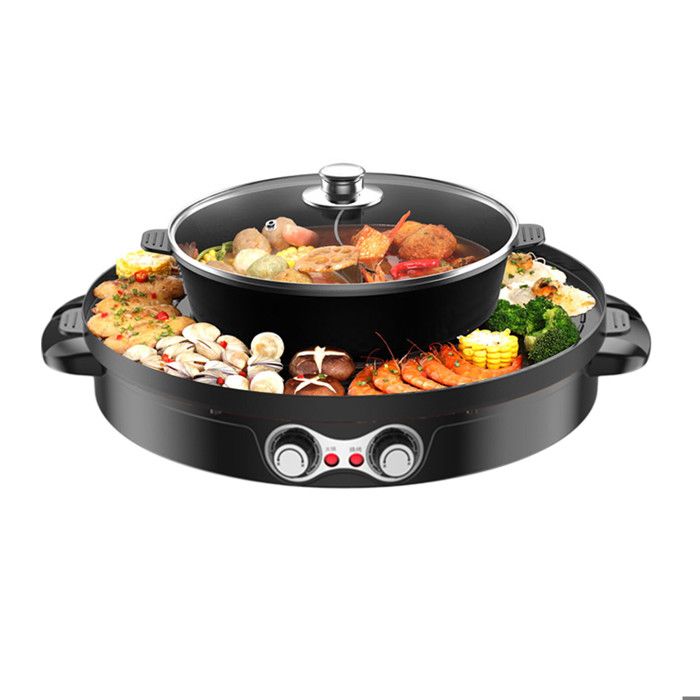 Barbecue coréen Hot Pot Electrique Appareil Fondue Chinoise et Barbecue