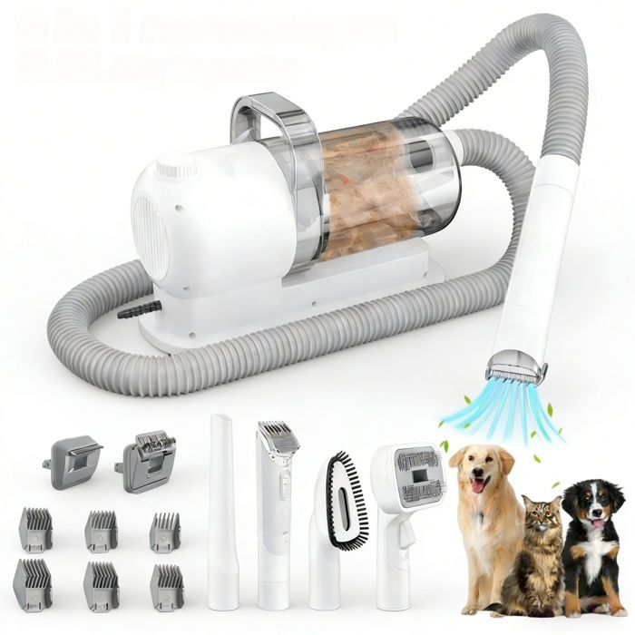 Comparer les prix de Aspirateur de Poils Professionnel 10000 Pa pour Chiens et Chats Kit de Toilettage 6 en 1 Capacité de 25 L 10 Accessoires Silencieux