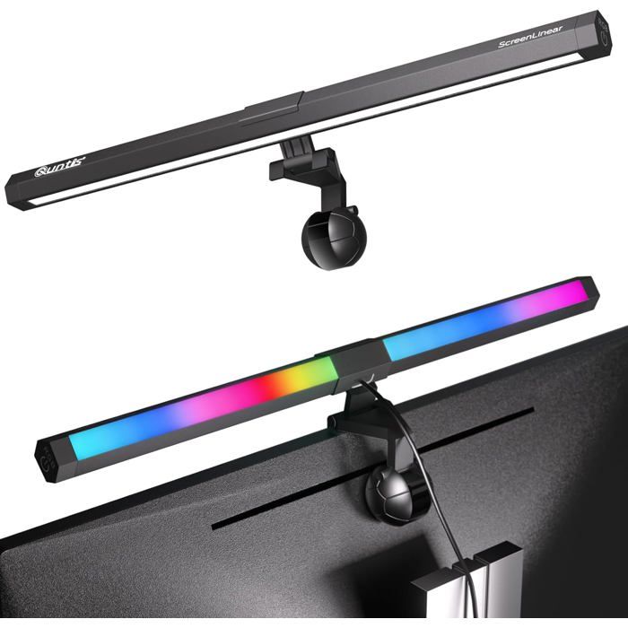 Lampe Écran PC 40 cm RGB 15 Couleurs USB Barre Lumineuse Réglable Lumière Ambiante pour Bureau et Gaming