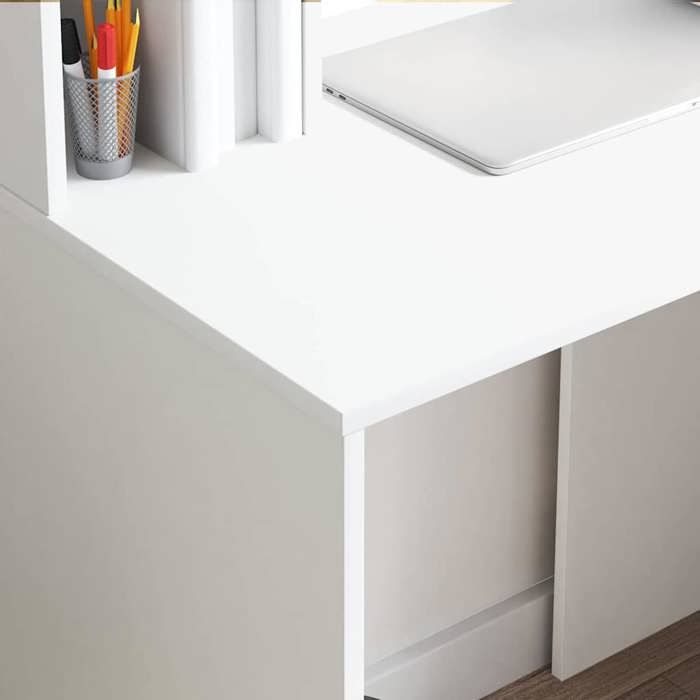 NEUF Blanc MEUBLE de travail(Adulte/enfant) - Table dordinateur avec étagère Blanc 91x50x149cm - Bois dingénierie LH 27296011