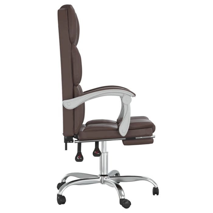 Fauteuil Ergonomique - Brun - Chaise inclinable de bureau - 1 PLACE - Marron Similicuir 63x56x(112.5-122) cm F222 Fauteuil Ergonomique - Brun - Chaise inclinable de bureau - 1 PLACE - Marron Similicuir 63x56x(112.5-122) cm F222