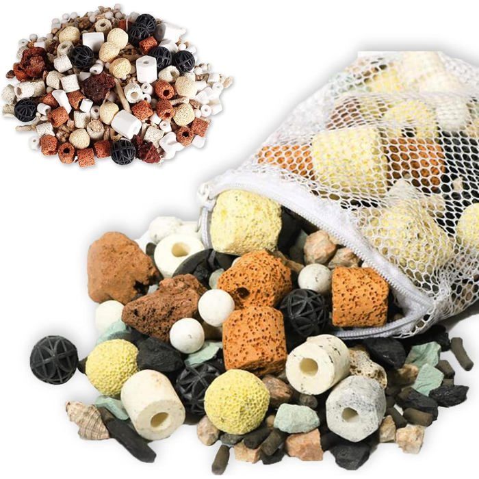 500g masse filtrante aquarium 12 en 1 accessoires média filtration biologique céramique pour aquarium fish tank réservoir.