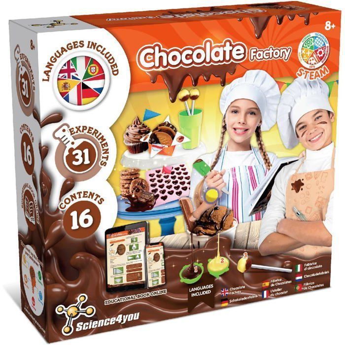 Fabrique de chocolat - SCIENCE4YOU - Kit STEM 31 expériences - Moule flexible inclus - Pour enfants 8 ans+
