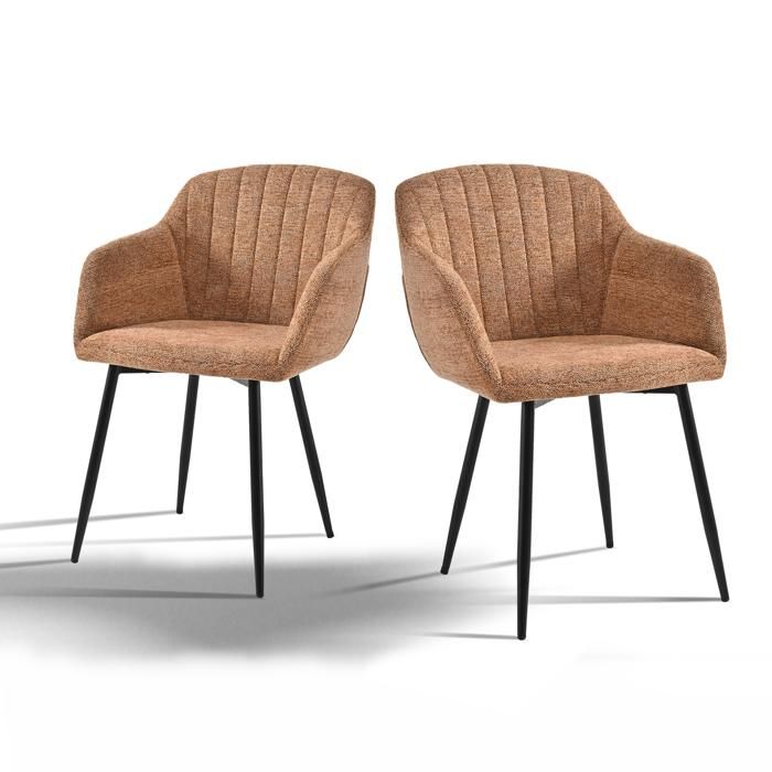 Goeurvant Chaises minimalistes: assise large accoudoirs ergonomiques confort et élégance – Lot de 2 – Marron - Chenille
