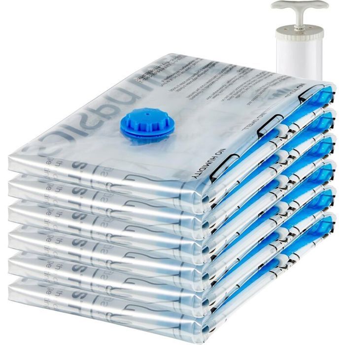 Lot de 10 sacs de rangement sous vide Jumbo (80 x 100 cm) 80 % despace de rangement en plus
