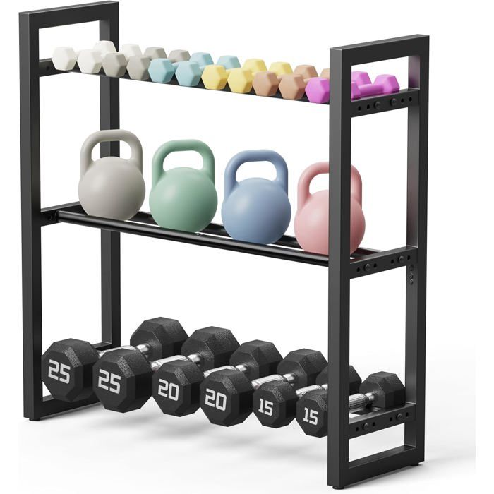 Rack à Haltères 3 ou 4 Niveaux - Support de Rangement pour Salle de Sport à Domicile