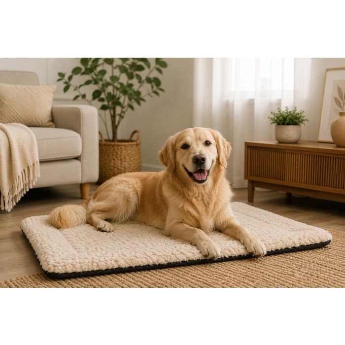 Coussin rectangle pour chien - EDEN - Naya - 51x85 cm - Beige - Fond antidérapant