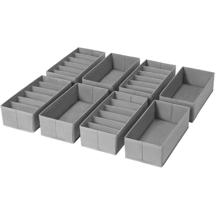 Lot de 8 Boite Rangement Vetement - Rangement Tiroir Organisateur de Tiroir Organisateur Dressing Gris Classiqu HOUSSE DE RANGEMENT