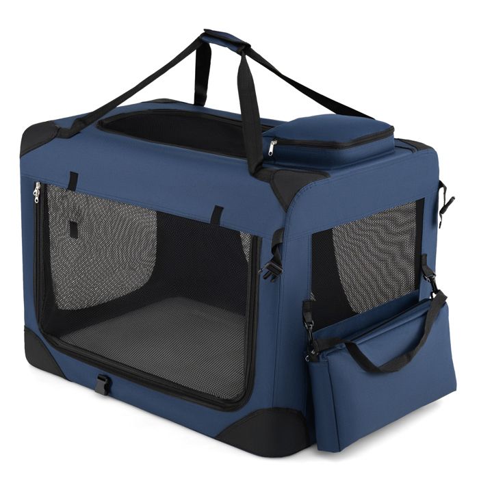 Sac de Transport Pliable COSTWAY pour Animaux Jusquà 23kg 3 Portes Fermeture Zippée Coussin Amovible Poches de Rangement Bleu Sac de Transport Pliable COSTWAY pour Animaux Jusquà 23kg 3 Portes Fermeture Zippée Coussin Amovible Poches de Rangement Bleu