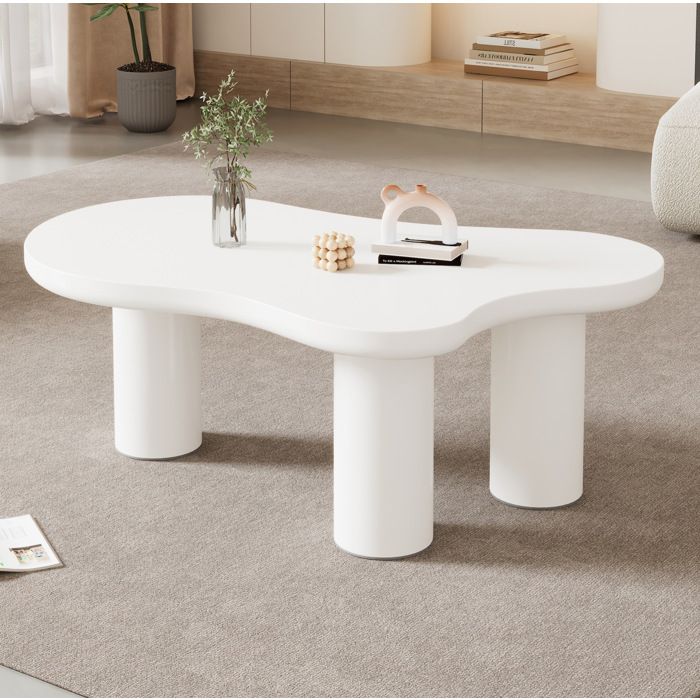 Table basse nuage blanche 107 x 66 x 405 cm en MDF et PVC finition laquée patins feutre
