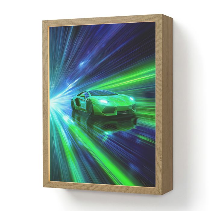 Applique Murale LED - Lampe de Chevet Murale Design - Motif Vitesse - Lumière - Voiture de sport - 30x40 cm Couleur Vert - OnlyWow