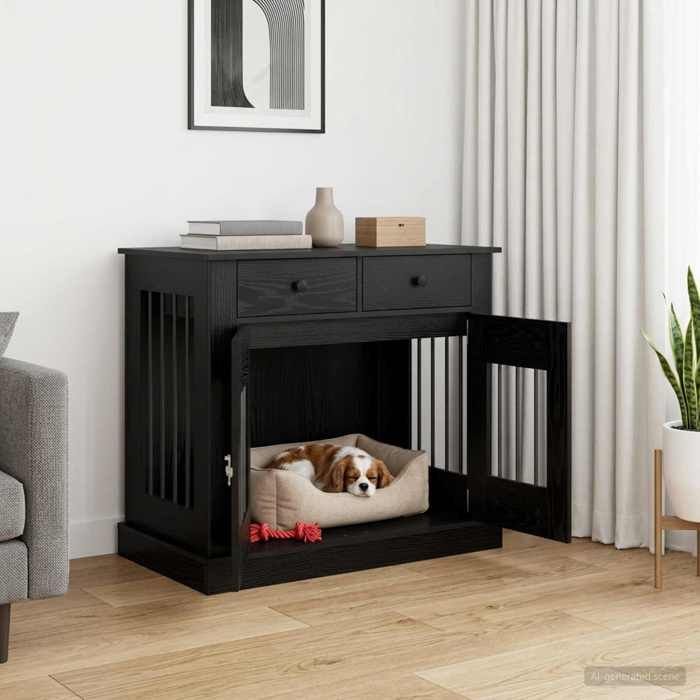 vidaXL Meuble de cage pour chien Chêne noir 90 x 475 x 80 cm 8014773