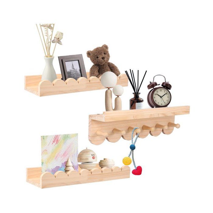 Étagère murale - bois - multicolore - compact - pour exposer livres décorations ou petits objets