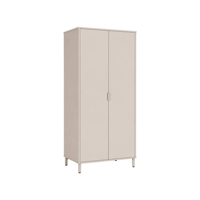 Dressing décor bois et métal 2 étagères 1 penderie beige - Ellie Dressing décor bois et métal 2 étagères 1 penderie beige - Ellie