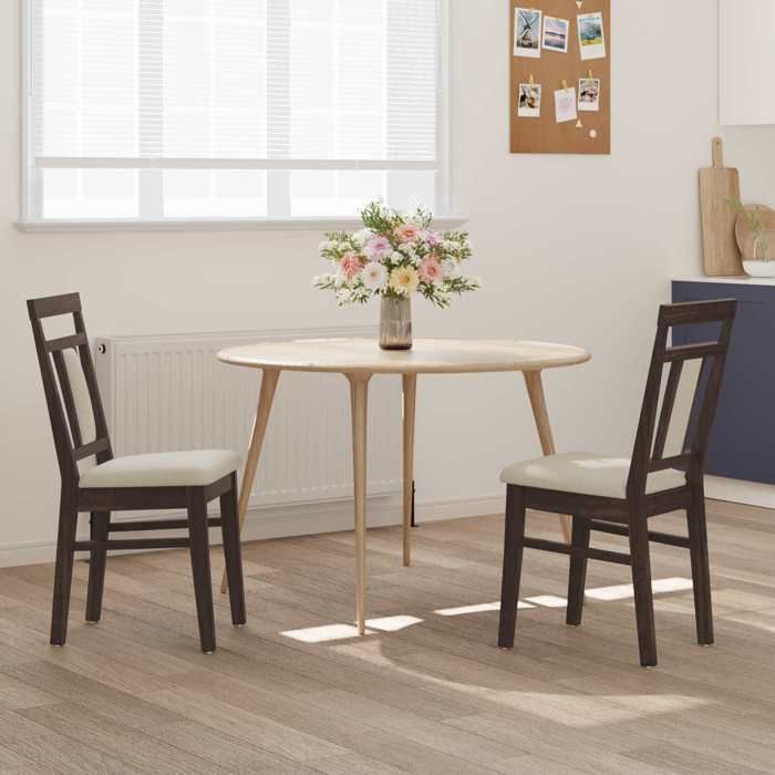 vidaXL Chaise/Fauteuil de salle à manger 2 pc Bois de Caoutchouc Massif - élégance et confort（10175)