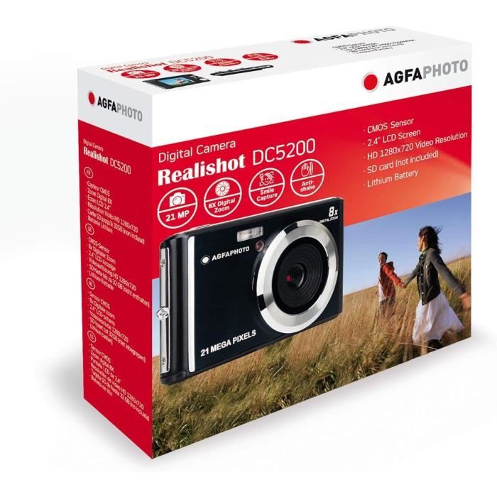 AgfaPhoto Realishot DC5200 - Appareil Photo Numérique Compact 21 MP,2.4'' LCD,Zoom Digital 8X,Batterie Lithium