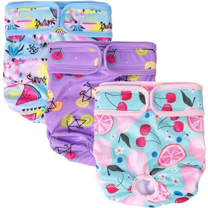 Couches pour Chien - ZGEER - Lot de 3 - Réutilisables - Lavables - Rose