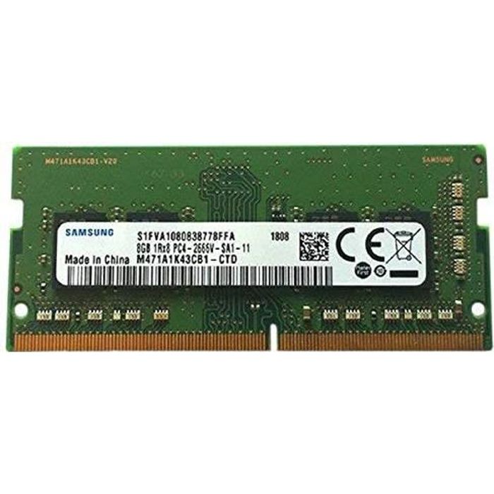 Mémoire RAM Samsung 8 Go DDR4 PC421300 2666 MHz 260 Broches SODIMM 12 V CL 19 pour Ordinateur Portable