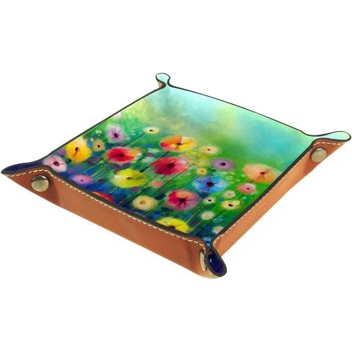 Plateau Vide Poche En Cuir, Organisateur De Tiroir Chevet Et Bureau À 4