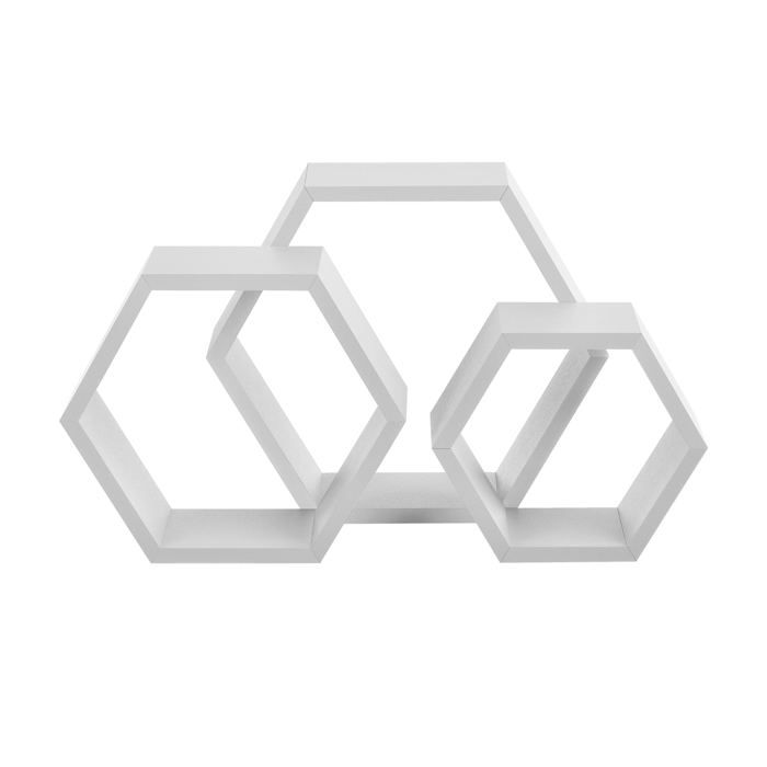 Lot de 3 étagères murale design rétro model blanc mat 03_0001754 Lot de 3 étagères murale design rétro model blanc mat 03_0001754