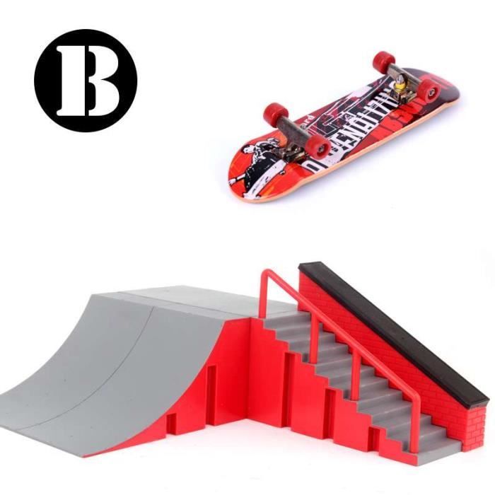 MOMSIV Mini Finger Skateboard, Planche de Skate Park Amusante avec Ensemble d'accessoires de Rampe pour Enfants(B MOMSIV Mini Finger Skateboard, Planche de Skate Park Amusante avec Ensemble d'accessoires de Rampe pour Enfants(B
