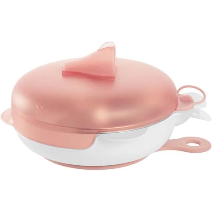 Zoegneer Assiette Silicone Bébé Hibou - Assiette à Ventouse Anti-Dérapante Rose Foncé