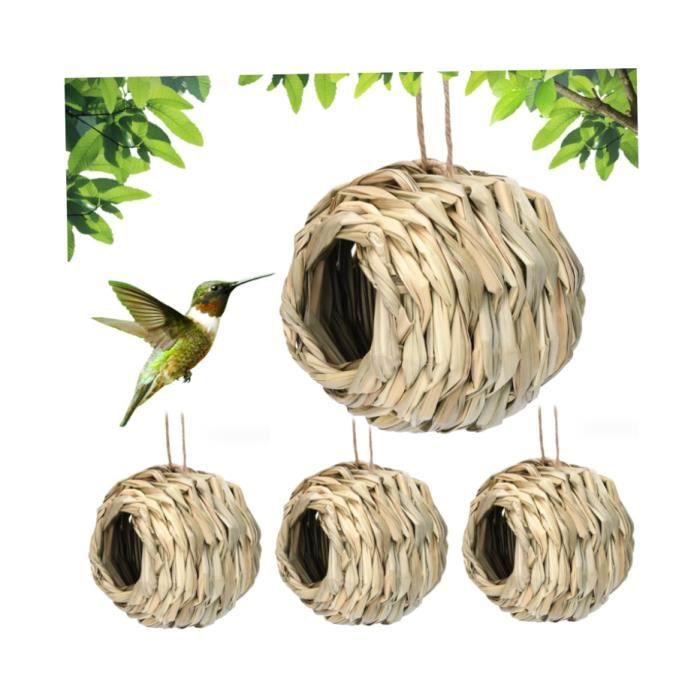 Nichoirs à Oiseaux Extérieurs - Lot De 4 Maisons En Bois Avec Protection Métal, Entrée 3,8 Cm