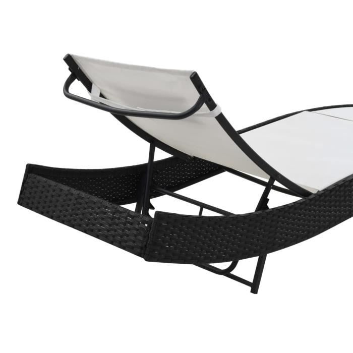 KAI Chaise longue Résine tressée Noir et blanc Cdiscount Jardin