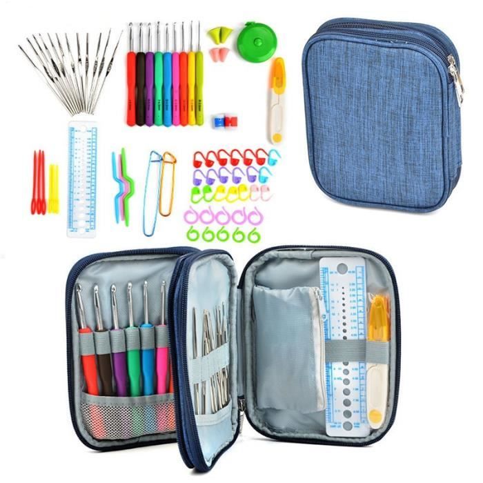Case 56 X Crochet Kit fil tissage Aiguille à Tricoter CLIP MARQUEUR outil Set