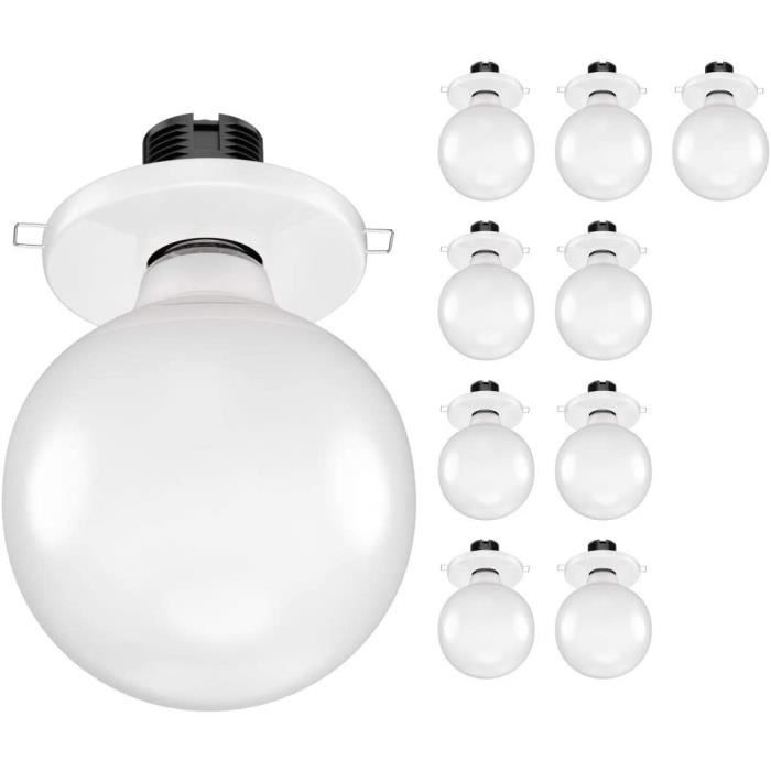 Plafonnier encastrable E27 en porcelaine TELA, rond, blanc, 99mm, ampoule en verre givré incluse