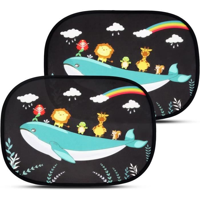 Systemoto Pare-Soleil Voiture Bébé Extra Foncé - 2 Pièces Auto-Adhésifs UV Certifiés (Wildlife)