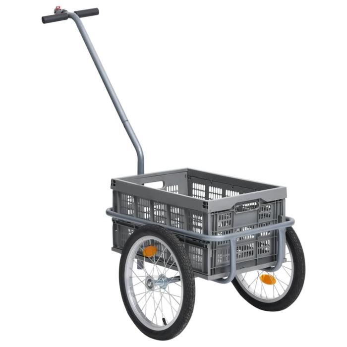 NEUF Remorque de vélo ,Remorque de Bagages ,Chariot Transport avec boîte de transport pliable 50L Gris 50 kg|2229