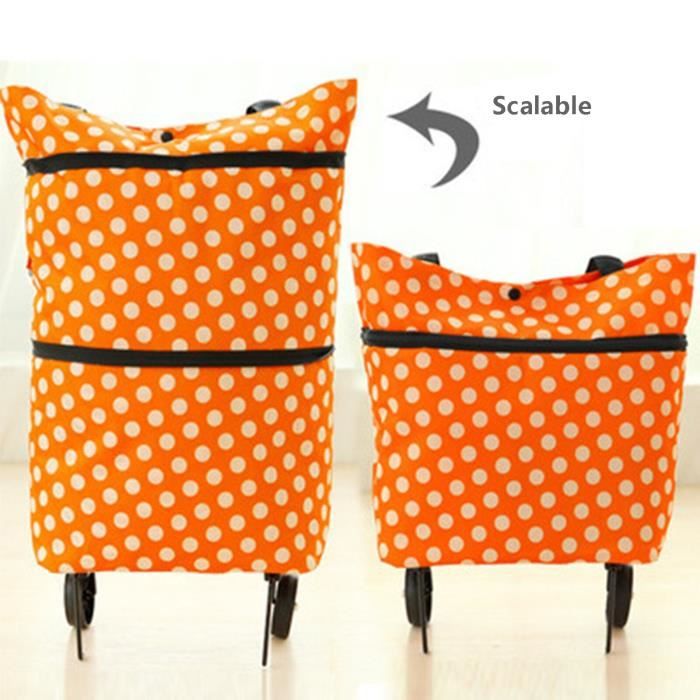 Sac De Courses Réutilisable à Roulettes, Pliable Et Grand Format - Pour Shopping, Voyage, Pique-nique (charge 12.5 Kg)