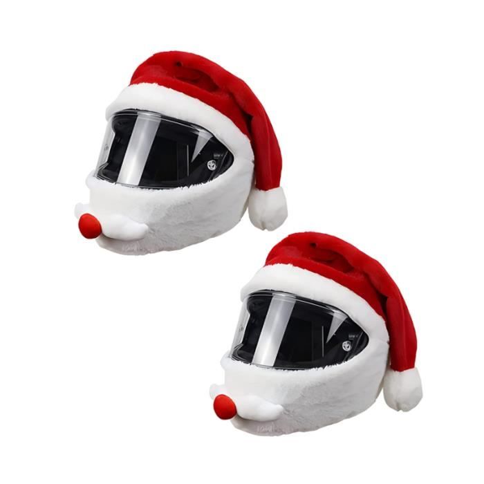 2pcs Housse de casque de moto de Noël - Bonnet de Noël amusant