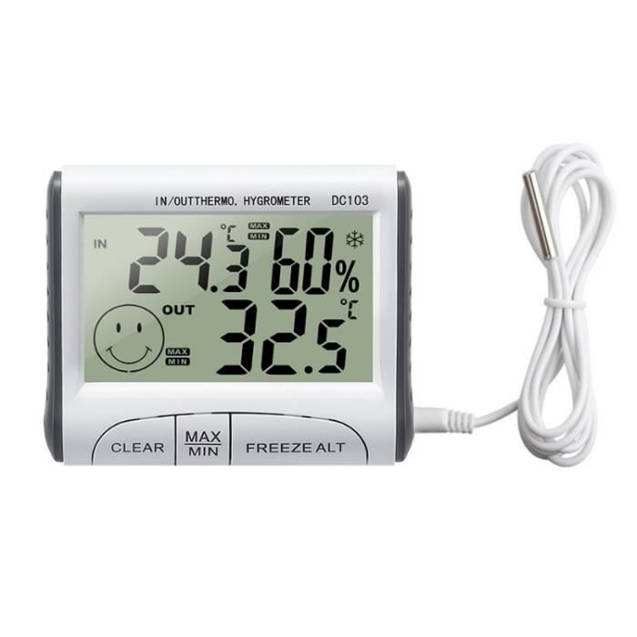 Thermomètre Hygromètre intérieur avec sonde extérieure Digital Cdiscount
