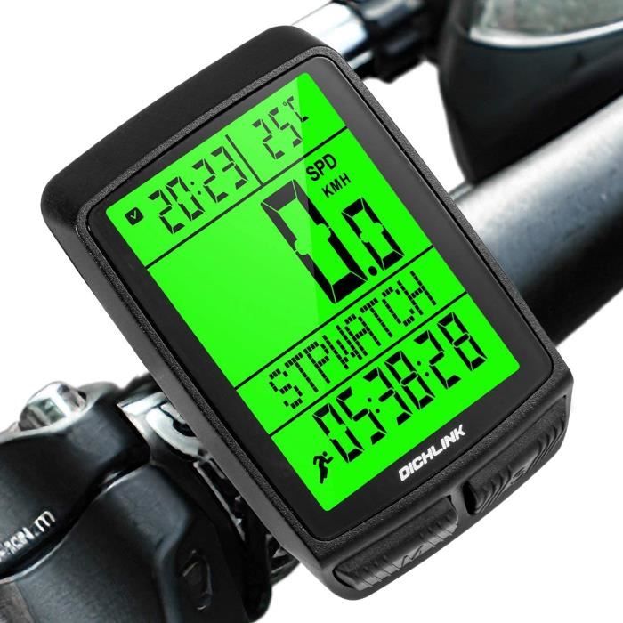 Compteur De Vélo Sans Fil LCD Multifonction - 19 Fonctions Étanche IP65 Avec Rétroéclairage