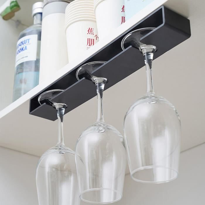 Porte-Verres à Vin Dianoo Noir 27,5 Cm - Support Suspendu 1 à 3 Rangées Pour Cuisine Et Bar