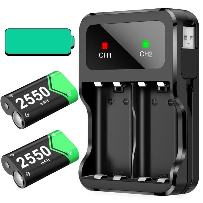 BEBONCOOL Pack de batteries rechargeables 2x2550mAh pour de jeu