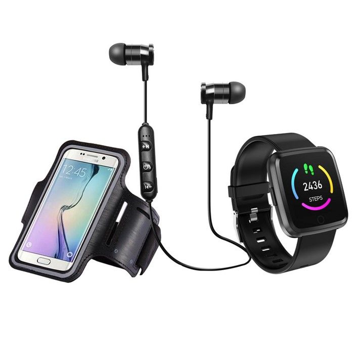 Set connecté de sport, écouteurs bluetooth, brassard pour téléphone et montre connectée - Blaupunkt - BLP1570-133 - Noir