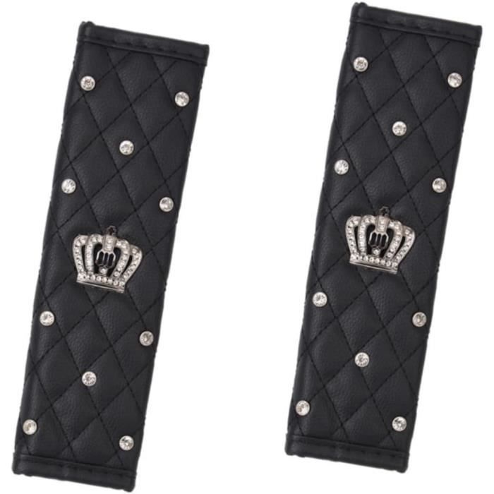 Lot De 2 Protège-Ceintures Voiture En PU – Coussin Rembourré Noir Pour Ceinture De Sécurité – Confort Enfants & Adultes – Anti-Frottement Épaules – Installation Velcro Facile